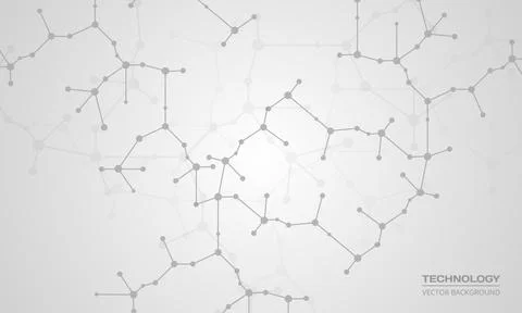 Abstract molecules on soft grey tech background. Stock Illustration