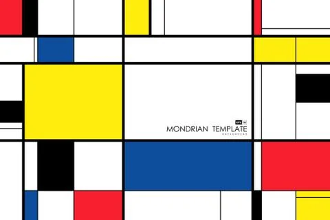 Abstract mondrian template design artwork retro background. Stock Illustration