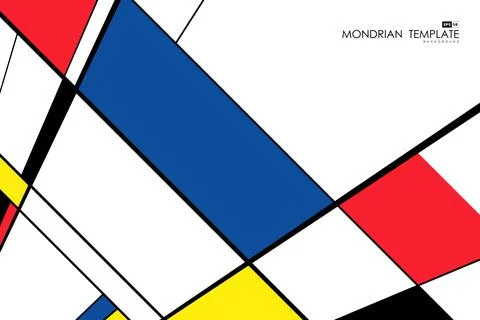 Abstract mondrian template design artwork retro perspective background. Stock Illustration