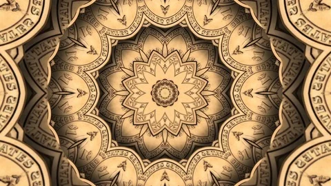 Abstract Money Coin Pattern Concept Decorative Kaleidoscope Seamless loop Stock Footage 97863140