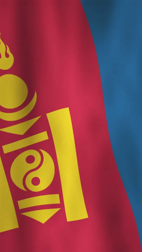 Abstract Mongolia Flag Wavy Motion Background with Seamless Ripple Distortion Stock Footage 303434923