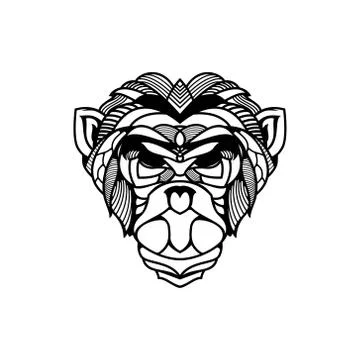 Abstract monkey Geometric head illustration Illustrazione stock