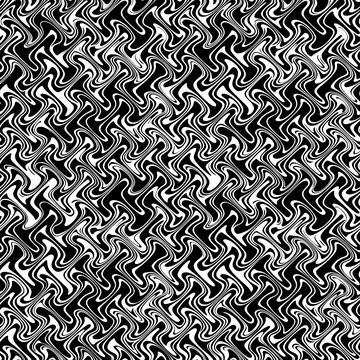 Abstract monochromatic pattern with wavy white lines on a black background. Stock Illustration