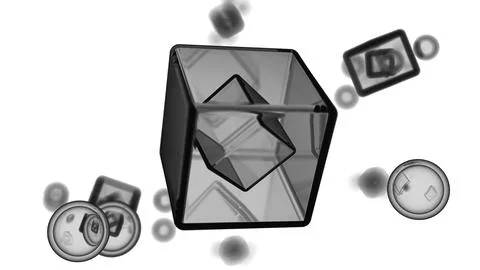 Abstract monochrome 3d cubes and bubbles. Design. Geometric background with Stock Illustration