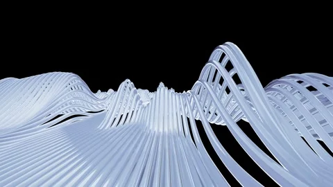 Abstract Monochrome 3D Looping Background of white Optical Fiber Waves Stock Footage 314171254