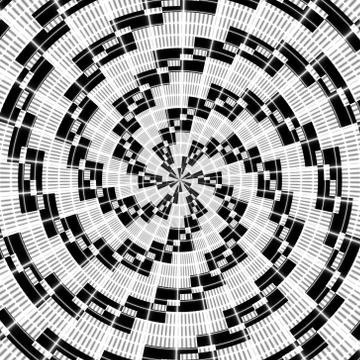 Abstract, monochrome asymmetric pattern of feathers on black Illustrazione stock