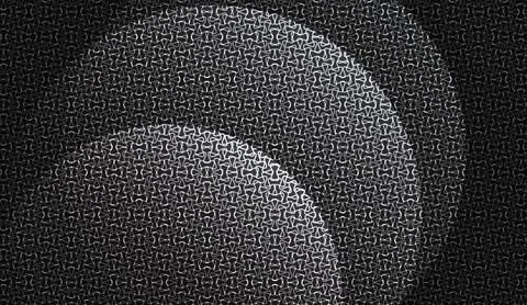 Abstract monochrome background with dark pattern and glowing circle shapes Illustrazione stock