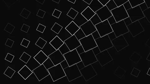 Abstract monochrome background featuring floating geometric square outlines Stock Footage 345315545