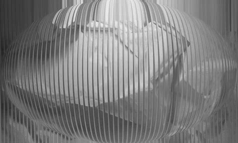 Abstract Monochrome Background with Large Sphere Distortion and Vertical Li.. Stock-Illustration