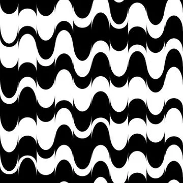 Abstract monochrome background with wavy, zigzag shapes. Seamlessly repeatabl Stock Illustration