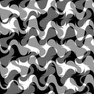 Abstract monochrome background with wavy, zigzag shapes. Seamlessly repeatabl Stock Illustration