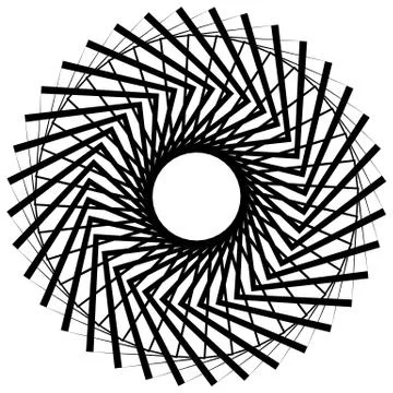 Abstract monochrome circular, spirally element on white. Stock Illustration