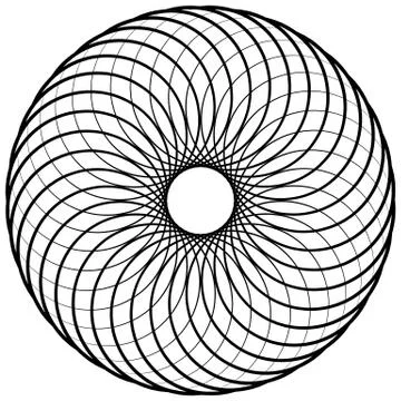Abstract monochrome circular, spirally element on white. Stock Illustration