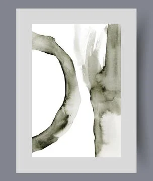 Abstract monochrome composition with semicircle and stripe on wall art Stock Illustration