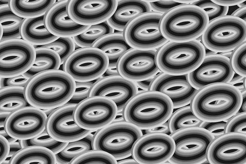 Abstract Monochrome Concentric Vector Seamless 3D Circles Illustrazione stock
