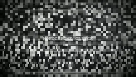 Abstract monochrome digital glitch effect with flickering static noise and Stock Footage 345762640
