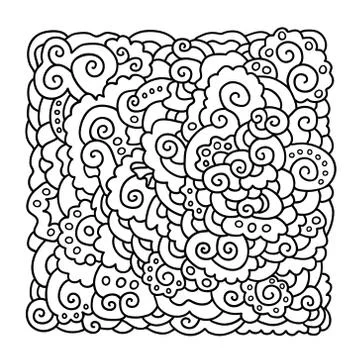 Abstract monochrome doodle background. Square composition Stock Illustration