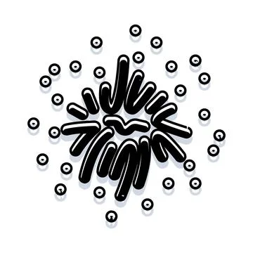 Abstract monochrome explosion of organic shape elements Stock Illustration