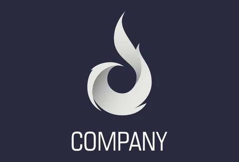 Abstract Monochrome Flame Drop Logo Design Stock Illustration