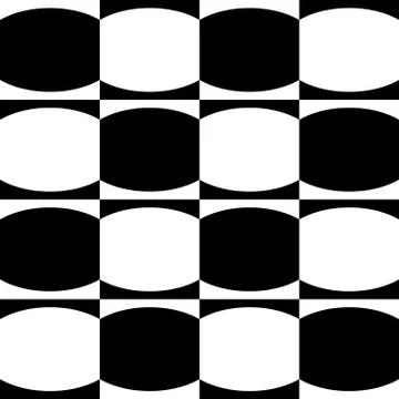 Abstract monochrome geometric pattern with mosaic of oval shapes. Black and w Stock Illustration