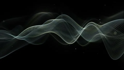 Abstract monochrome glowing waves made of smooth silver lines and floating .. Vídeo Stock 341353189
