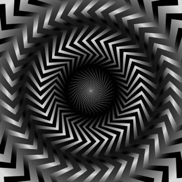 Abstract monochrome graphics with radiating, zigzag lines. Illustrazione stock