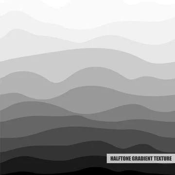 Abstract monochrome halftone gradient background with smooth wavy lines. Minimal Stockillustratie
