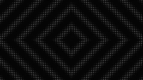 Abstract monochrome halftone pattern of radiating squares on black Stock Footage 335875339