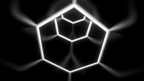Abstract monochrome hexagon shapes creating effect of a tunnel. Design. Flying Stock Footage 257512623