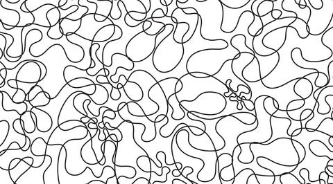 Abstract monochrome pattern featuring intricate hand drawn continuous line loops Illustrazione stock