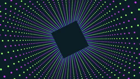 Abstract monochrome pattern with green and purple dots on black background Stock Footage 289315815