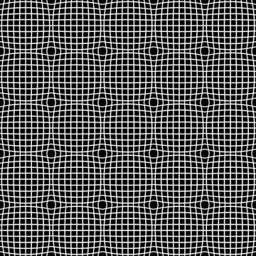 Abstract monochrome pattern with mosaic of distorted squares of lines Illustrazione stock