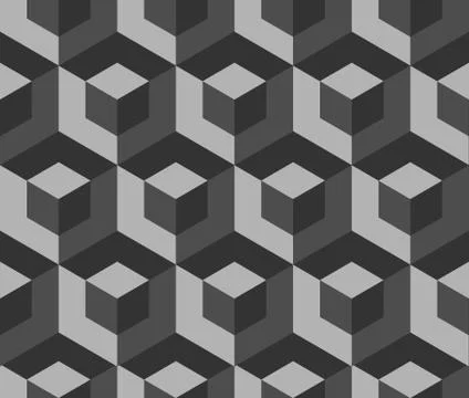 Abstract monochrome pattern with overlapping squares. Seamless 3d pattern. Gr Stock Illustration