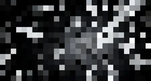 Abstract monochrome pixel art background featuring black and white squares in a Stock Illustration
