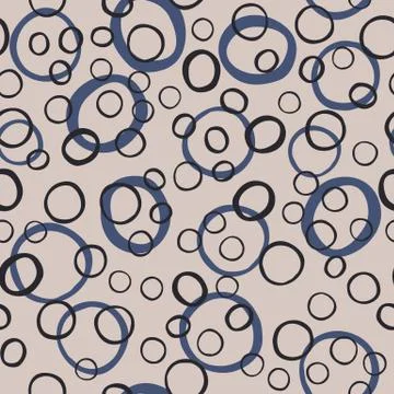 Abstract monochrome seamless pattern with circle round shapes elements. Stock Illustration