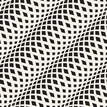 Abstract monochrome seamless pattern crossed vawes Stock Illustration