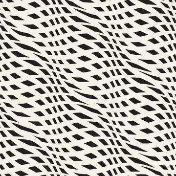 Abstract monochrome seamless pattern crossed vawes Stock Illustration