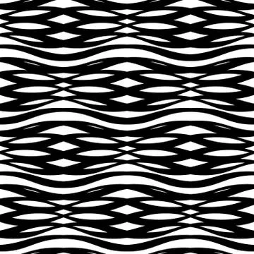 Abstract monochrome seamless pattern crossed vawes Illustrazione stock