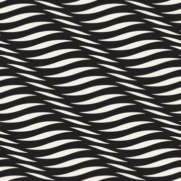 Abstract monochrome seamless pattern crossed vawes Stock Illustration