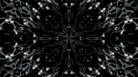 Abstract, monochrome symmetric pattern of feathers on black background, seamless Stock Footage 101818189