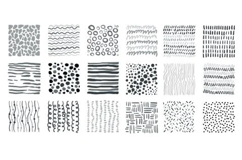 Abstract monochrome textures, different seamless pattern vector Illustrations on Stock Illustration