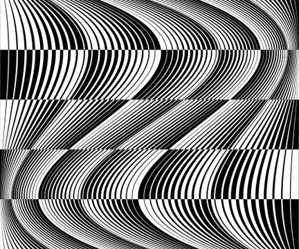 Abstract monochrome vector with distortion, deformation effect. Illustrazione stock