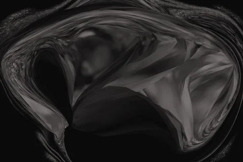 Abstract monochrome visualization featuring complex swirling dark gray forms Stock Illustration
