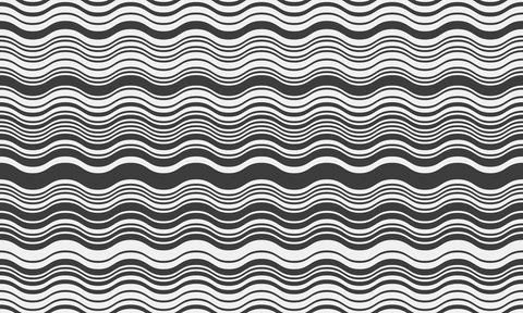 Abstract monochrome wave pattern.  Seamless design featuring undulating bla.. Illustrazione stock