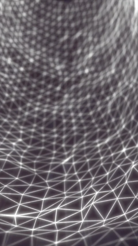 Abstract monochrome wireframe network of glowing nodes and polygonal connec.. Stock Footage 337613762