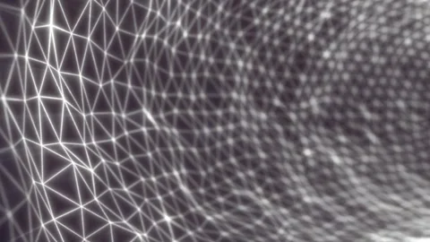Abstract monochrome wireframe network of glowing nodes and polygonal connec.. Stock Footage 339475436