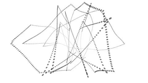 Abstract Monochrome Zig-Zag Dot Trails Network Animation. Stock Footage 337892194