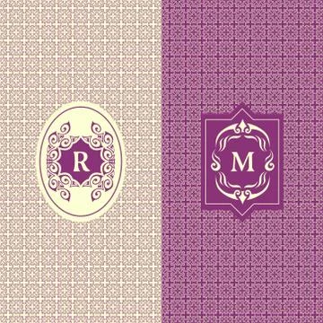 Abstract Monogram graceful template. Seamless pattern background.   Stock-Illustration