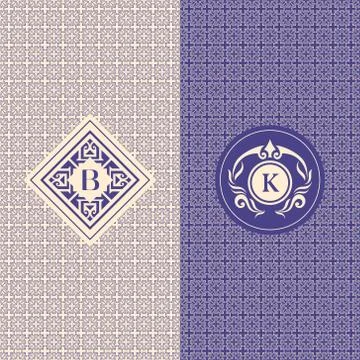 Abstract Monogram graceful template. Seamless pattern background.   Stock Illustration