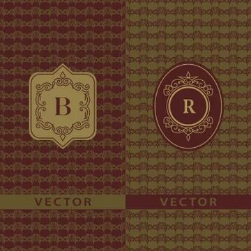 Abstract Monogram graceful template. Seamless pattern background.   스톡 일러스트